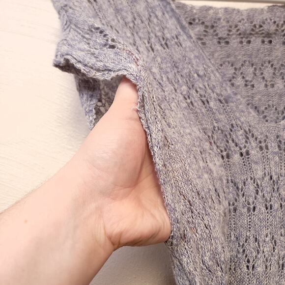 Anthropologie Knit Top Hoodie Size Xs Pointelle Pullover Moth Gray Soft Hooded - Picture 4 of 11